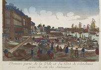 Port de la ville de Bordeaux, estampe du XVIIIe siècle.Musée des Civilisations de l'Europe et de la Méditerranée, MuCEM, Paris.