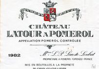 Étiquette de Château Latour à Pomerol, 1982.Bien que non classifié, le Château Latour est l'un des plus grands crus de la région.