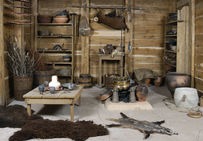 Intérieur d'une maison gauloise du Ier siècle avant notre ère. Reconstitution.