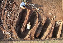 Marsal (Moselle) site de « Pransieu », 2003. Fourneau à saumure en cours de fouille.