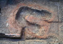 Marsal (Moselle) site de « Pransieu », 2006. Fourneau à saumure à muret central.
