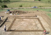 Marsal (Moselle) site de « Bensale », 2005. Enclos funéraire de la nécropole des sauniers de l'âge du fer.