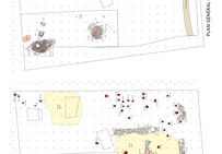 Plan des occupations médiévales, phases ancienne et récente.
