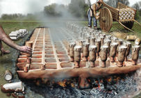 Étapes de la fabrication du sel par bouillage des saumures.